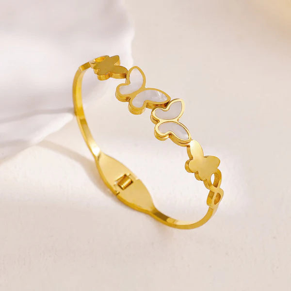 Gold-Plated Butterfly Kada Bracelet for Women | Elegant Anti-Tarnish Jewelry