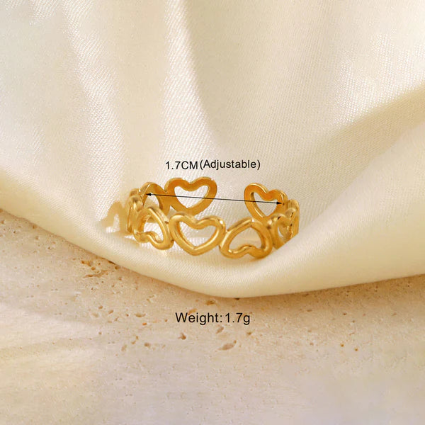 Gold Plated Anti Tarnish Heart Finger Ring