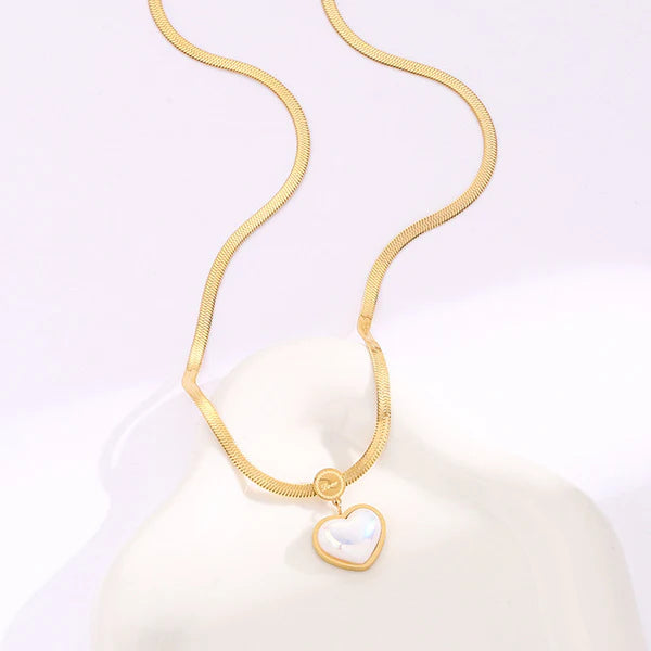 Gold Plated Anti Tarnish Heart Pearl Pendant Necklace