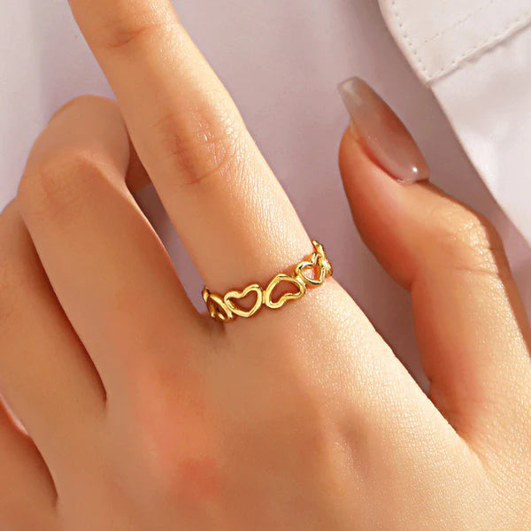 Gold Plated Anti Tarnish Heart Finger Ring