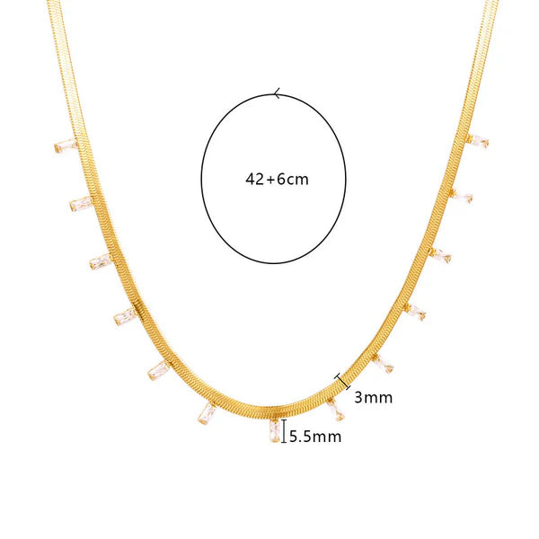 Gold Plated Anti Tarnish White Stone Necklace