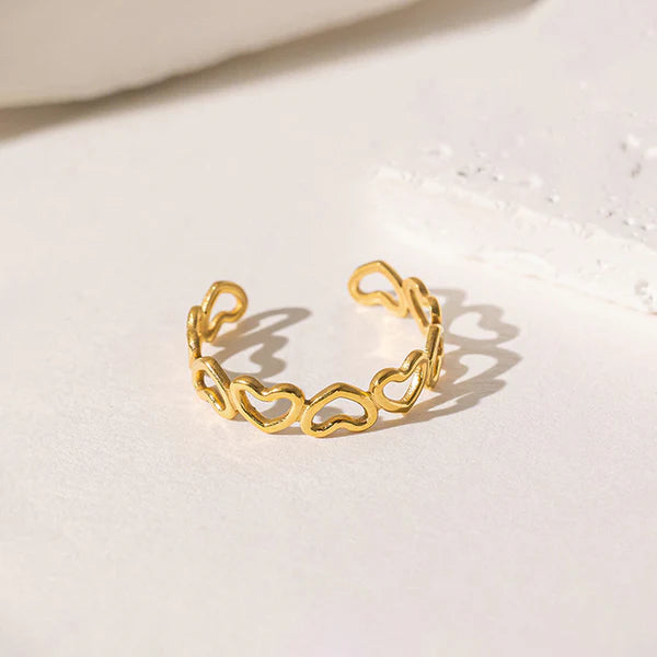 Gold Plated Anti Tarnish Heart Finger Ring