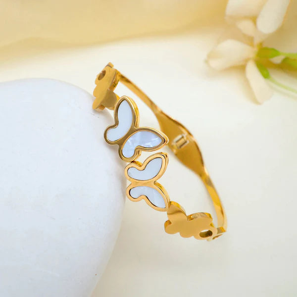 Gold-Plated Butterfly Kada Bracelet for Women | Elegant Anti-Tarnish Jewelry