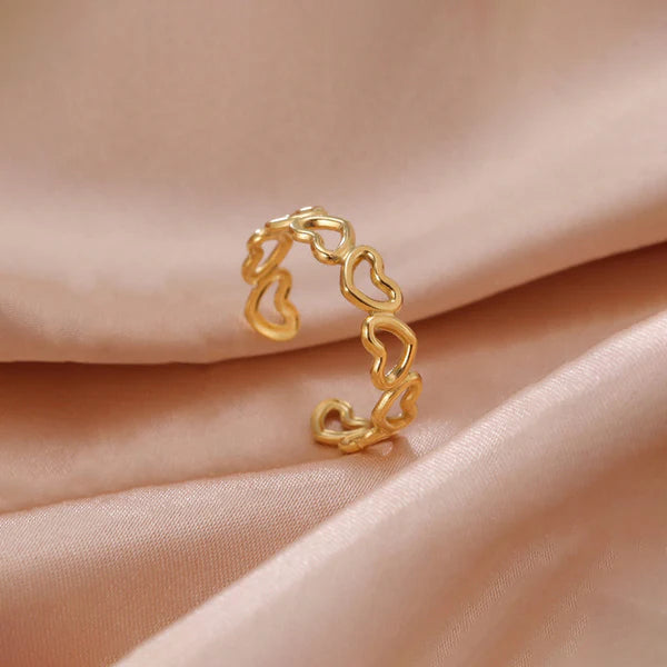Gold Plated Anti Tarnish Heart Finger Ring