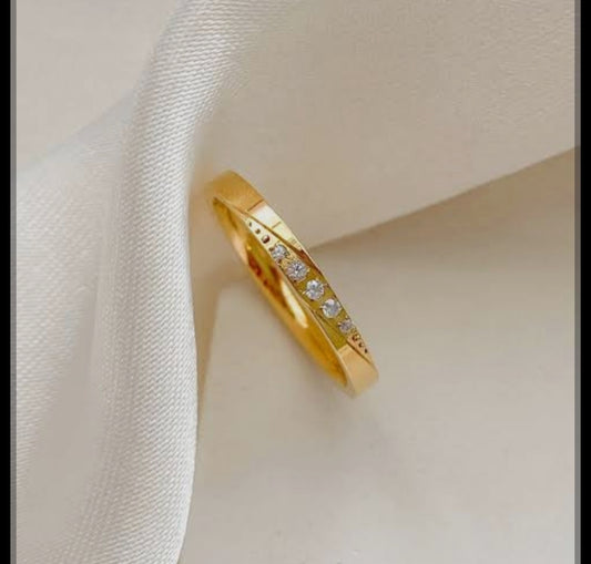 Anti tarnish Classic Gold Plated Band with Channel-Set Diamonds
