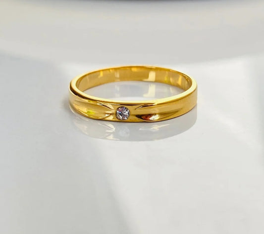 Sleek Gold Plated Finger Ring with Solitaire Detail
