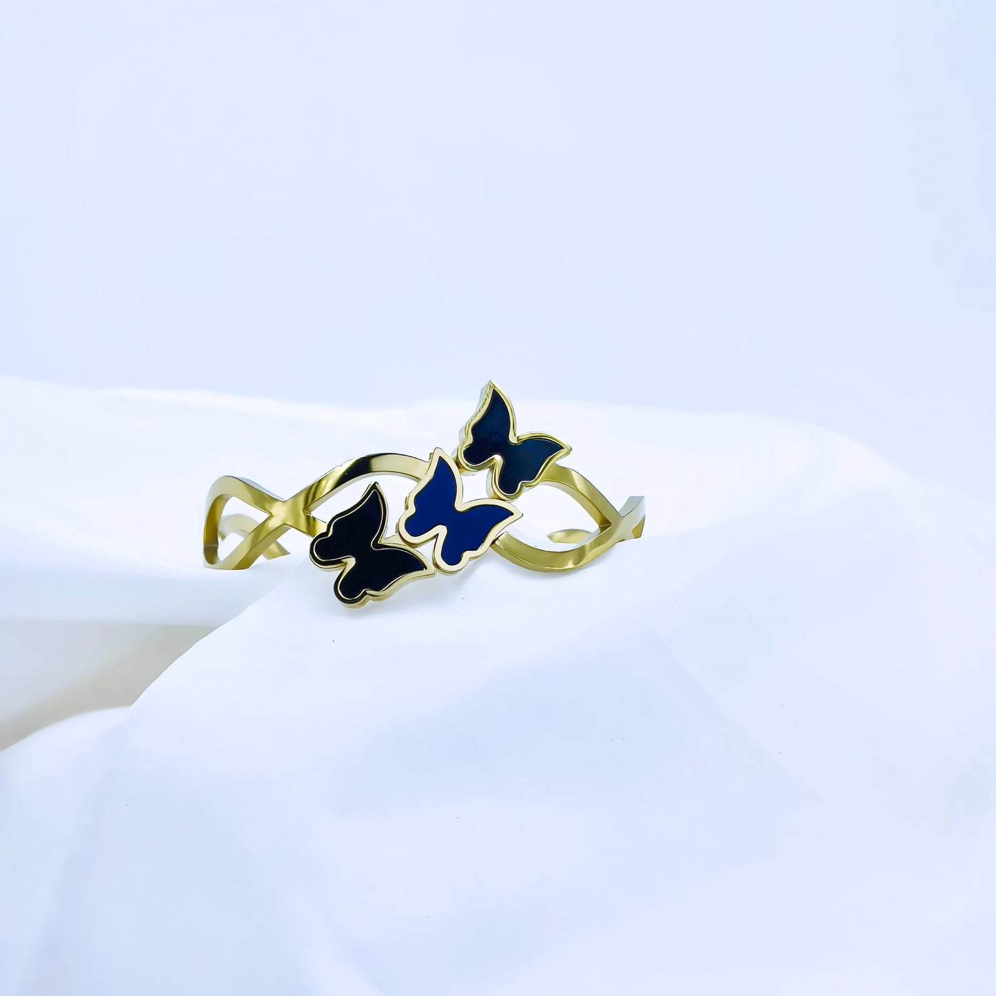 Black Butterfly Cluster Anti-Tarnish Gold Plated Kada / Bracelet