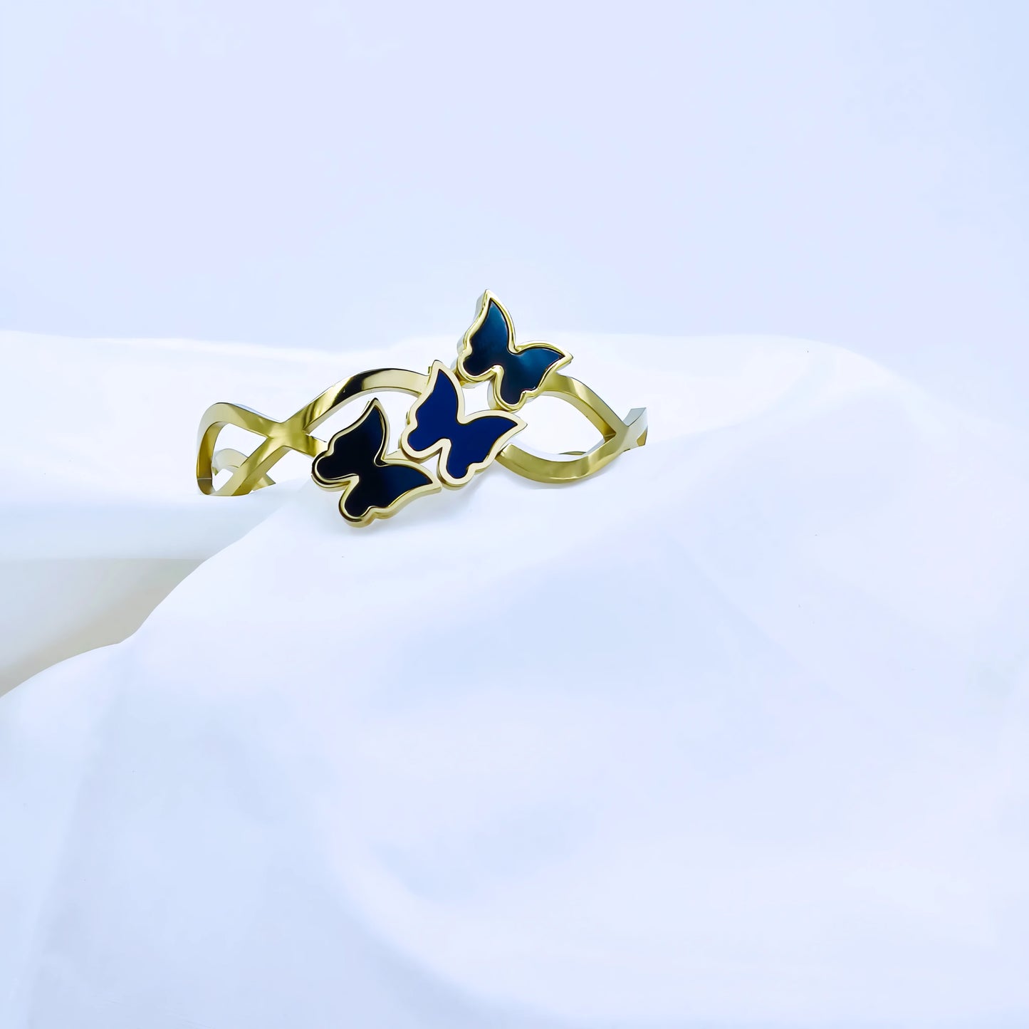 Black Butterfly Cluster Anti-Tarnish Gold Plated Kada / Bracelet