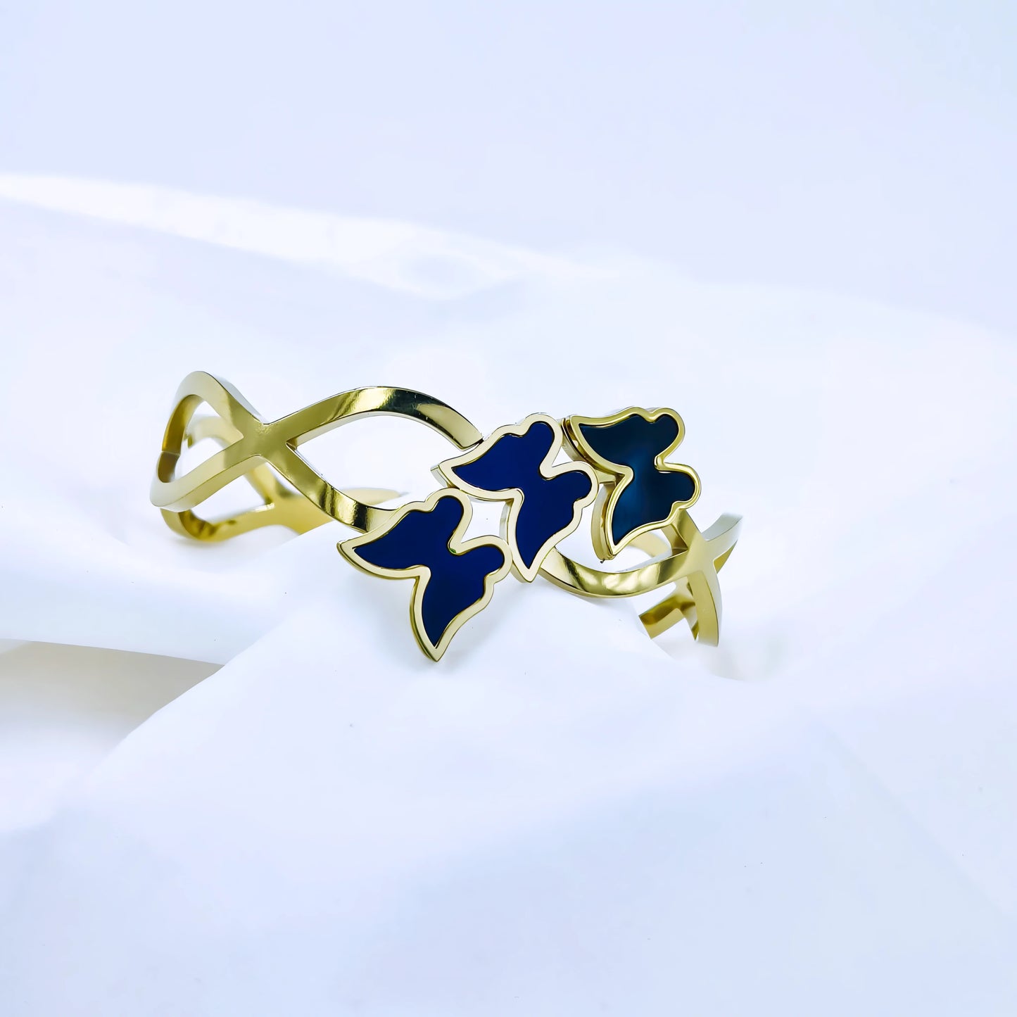 Black Butterfly Cluster Anti-Tarnish Gold Plated Kada / Bracelet