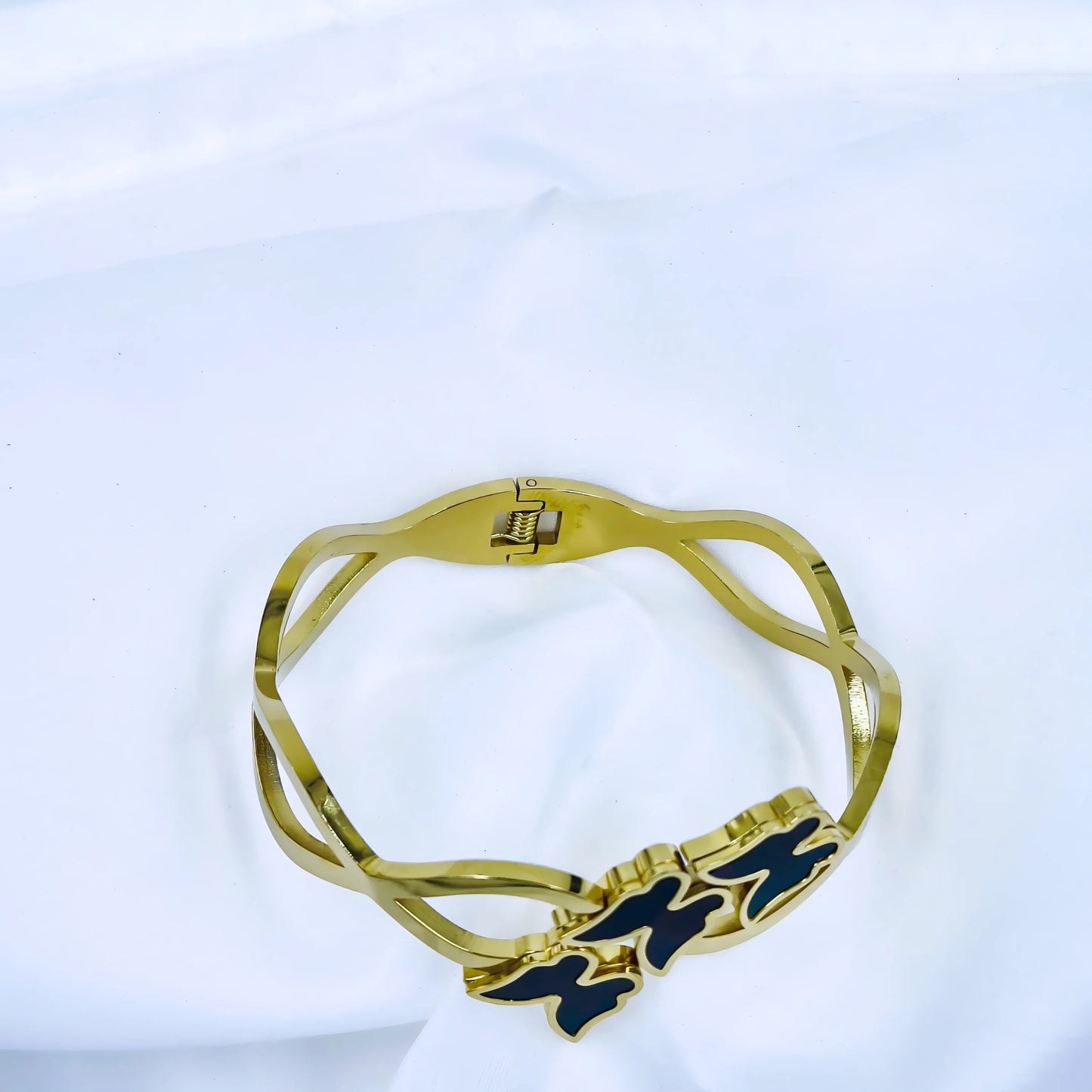 Black Butterfly Cluster Anti-Tarnish Gold Plated Kada / Bracelet