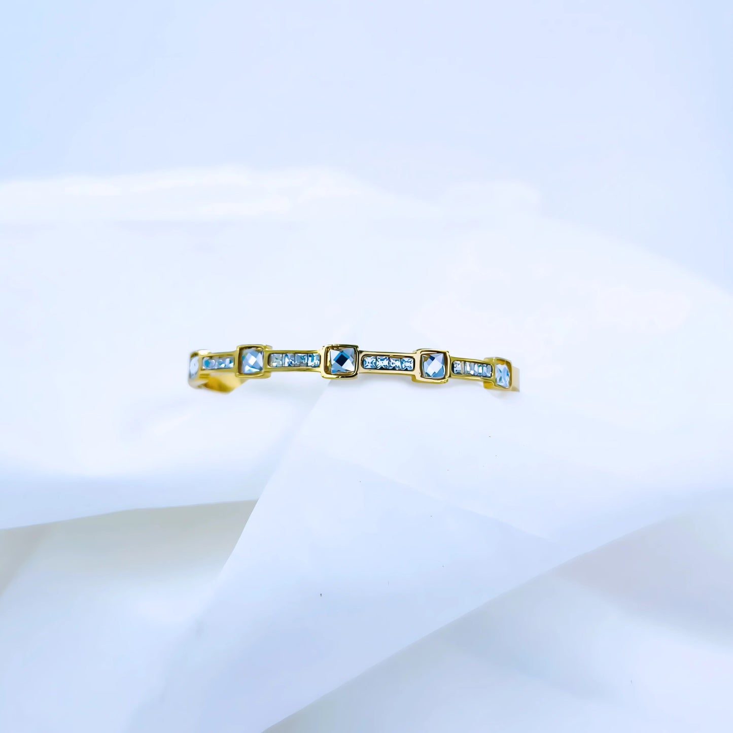Square Crystal Line Anti-Tarnish Gold Plated Kada / Bracelet