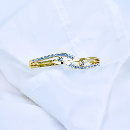 Twin Curve Crystal Line Anti-Tarnish Gold Plated Kada / Bracelet