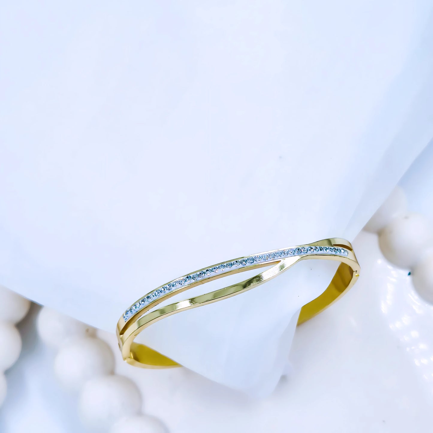 Minimal Crystal Line Anti-Tarnish Gold Plated Kada / Bracelet