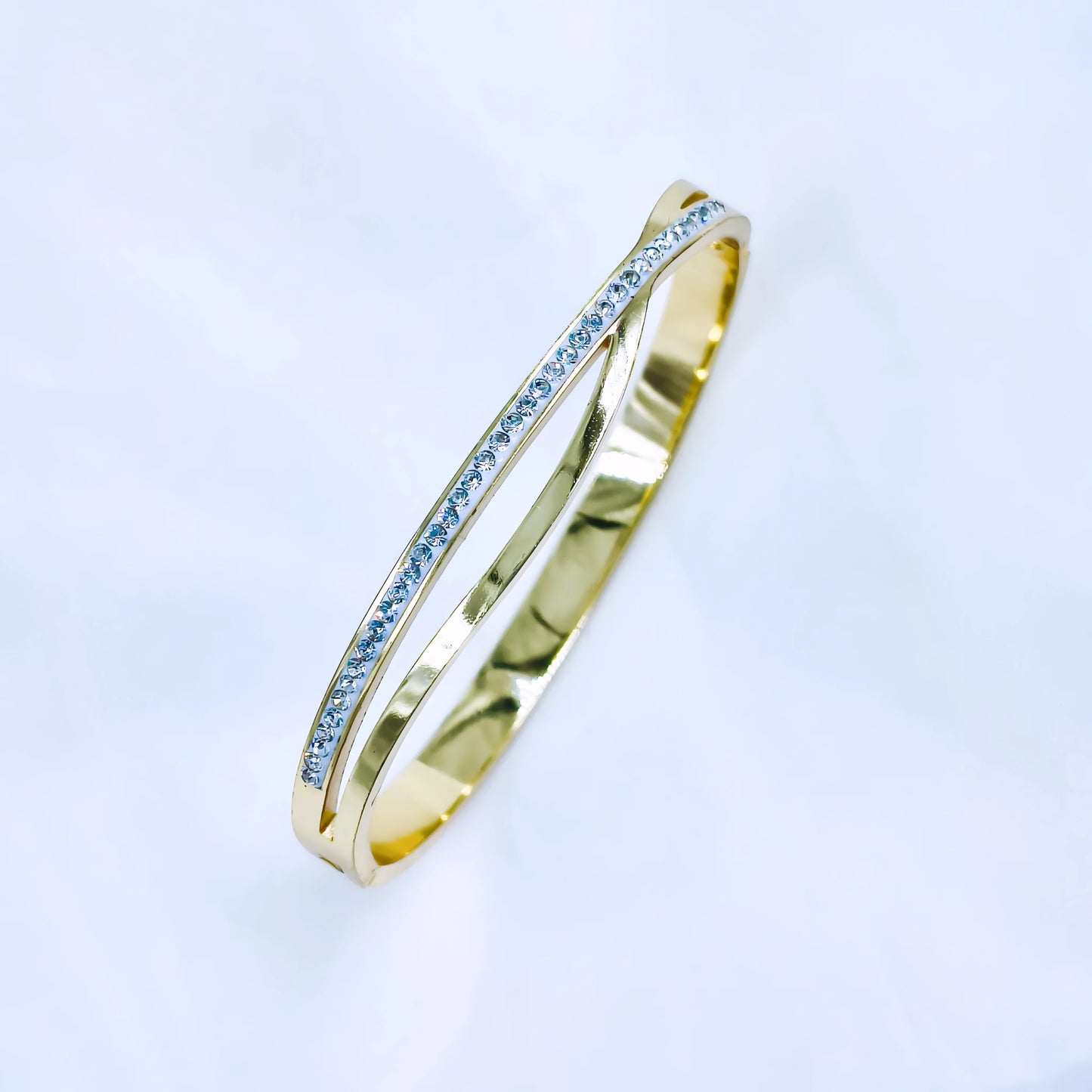 Minimal Crystal Line Anti-Tarnish Gold Plated Kada / Bracelet