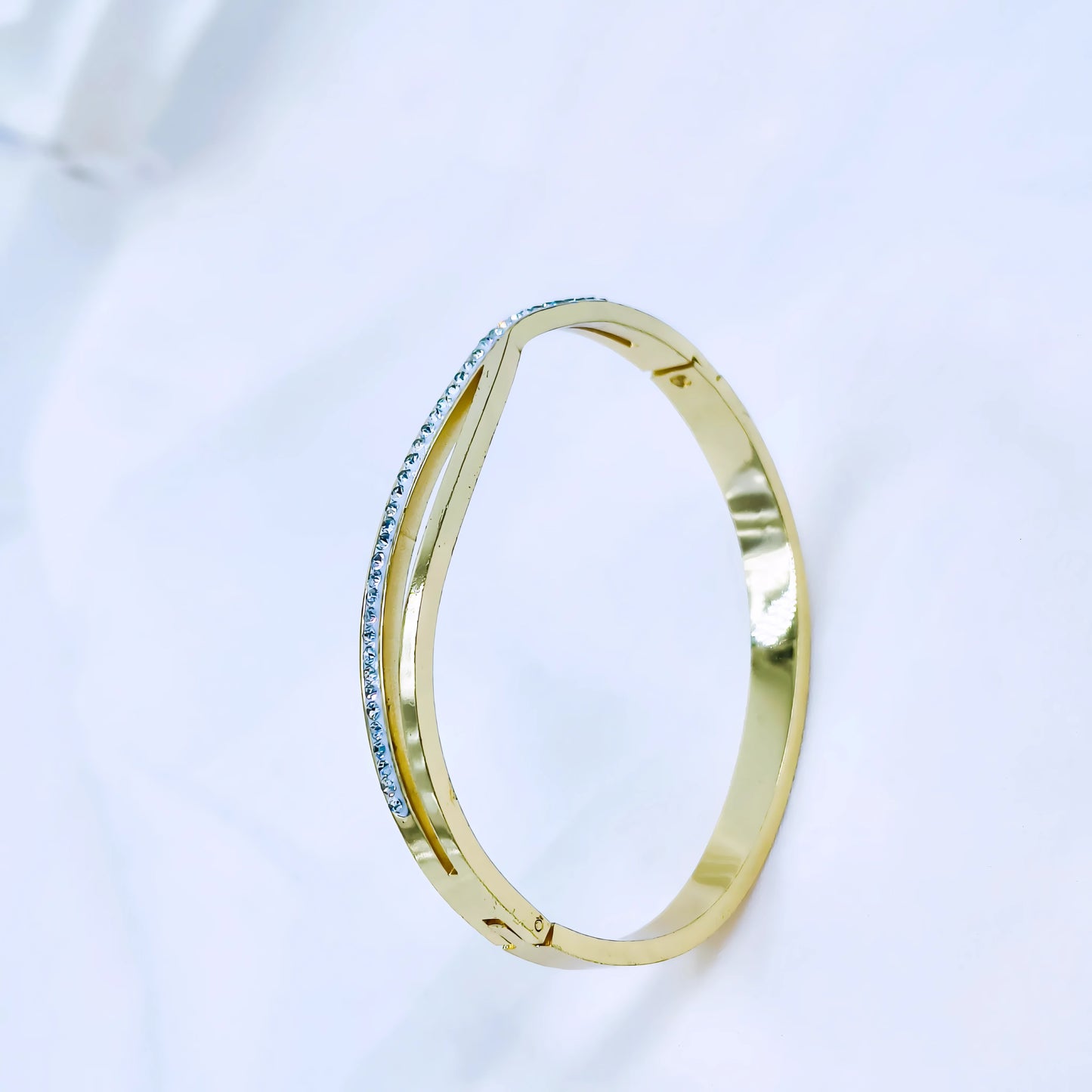 Minimal Crystal Line Anti-Tarnish Gold Plated Kada / Bracelet