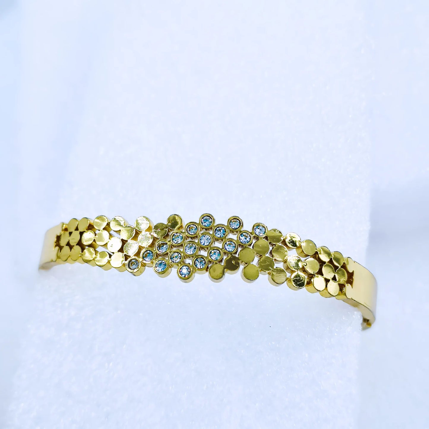 Floral Cluster Crystal Anti-Tarnish Gold Plated Kada / Bracelet