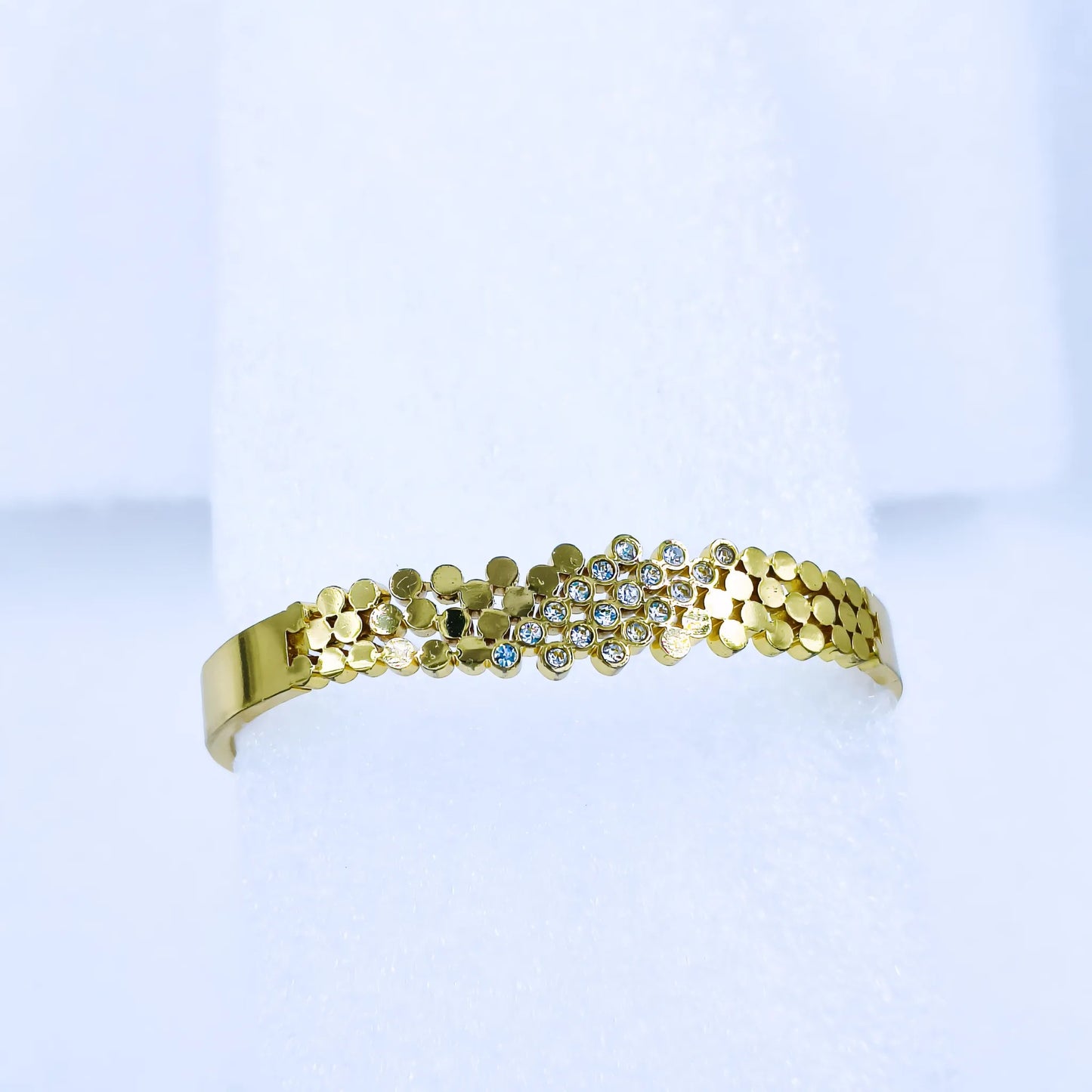 Floral Cluster Crystal Anti-Tarnish Gold Plated Kada / Bracelet