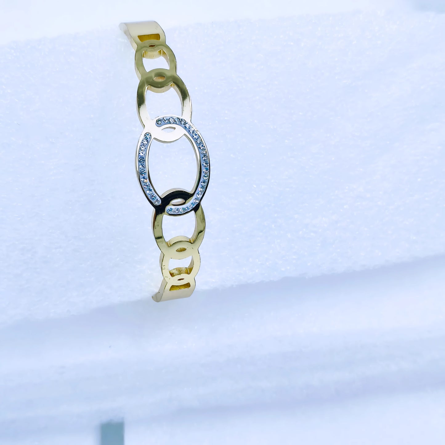 Crystal Link Chain Anti-Tarnish Gold Plated Kada / Bracelet