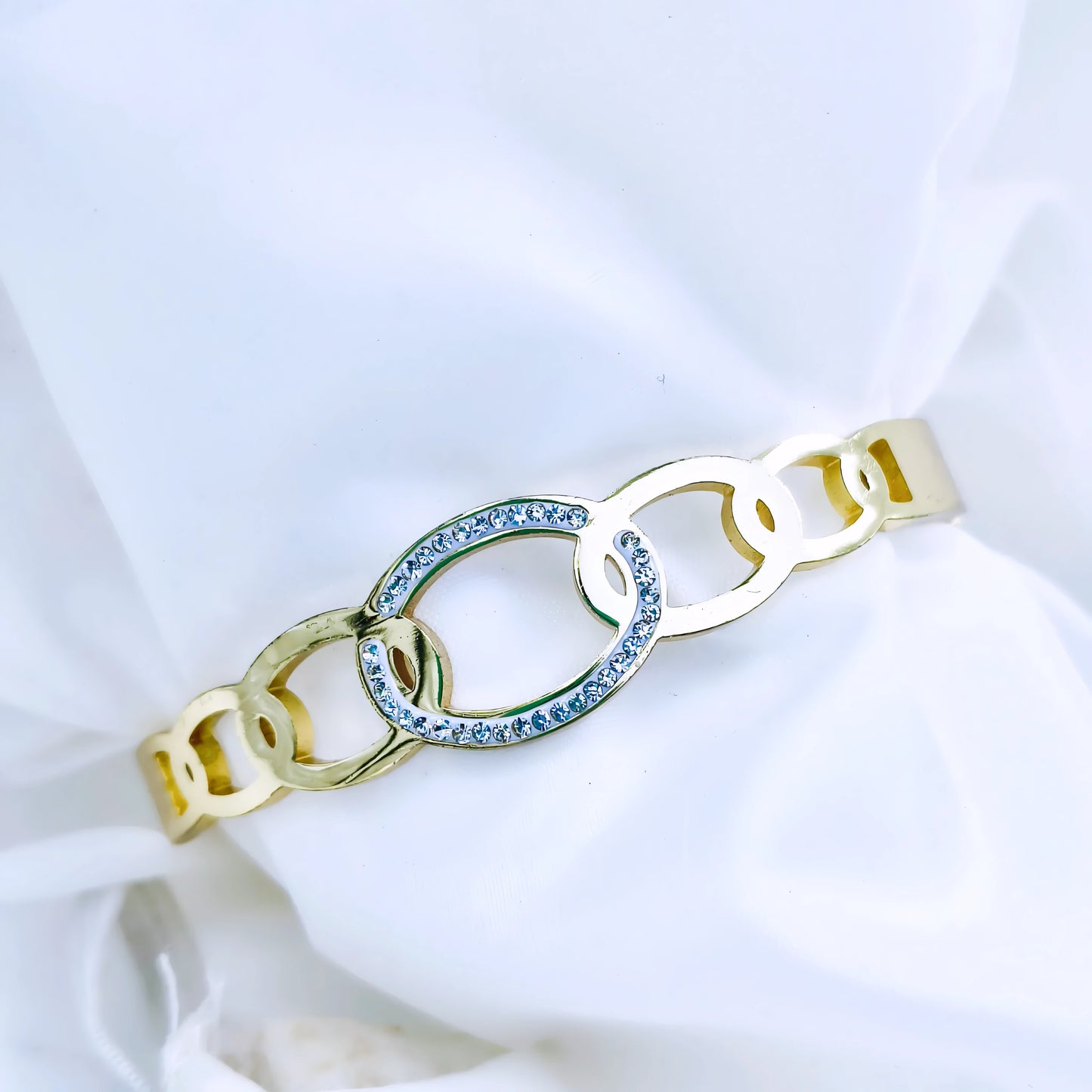 Crystal Link Chain Anti-Tarnish Gold Plated Kada / Bracelet