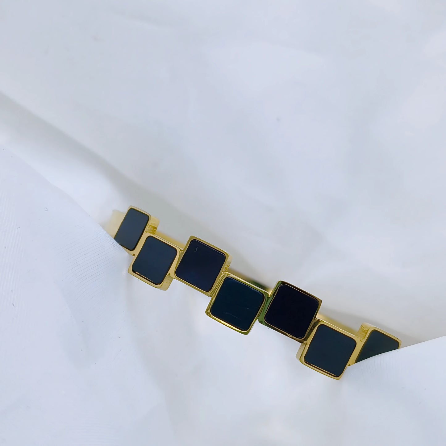 Anti Tarnish Black Stone Gold Plated Kada Bracelet