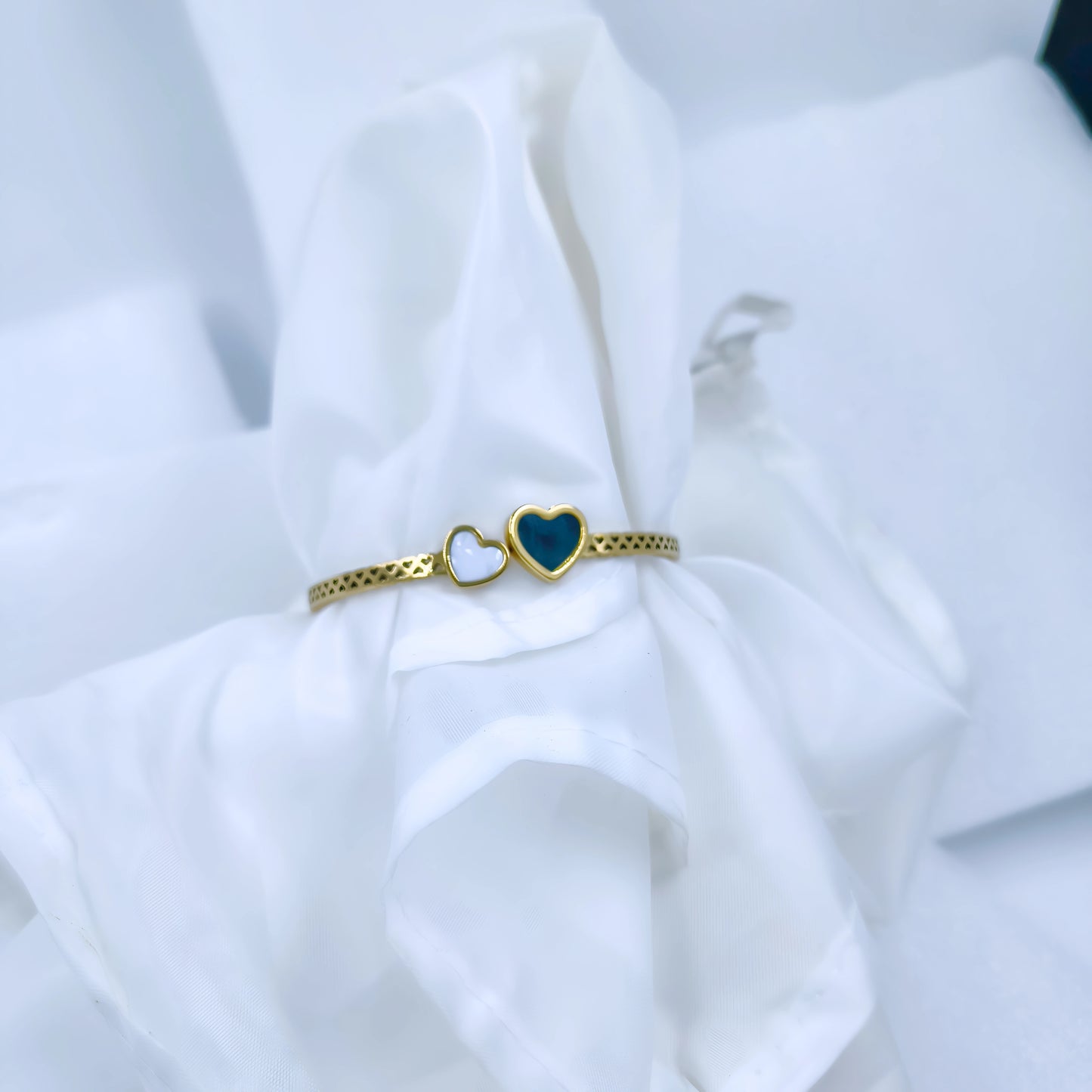 Gold-Plated Dual Heart Kada Bracelet for Women | Stylish Anti-Tarnish Jewelry
