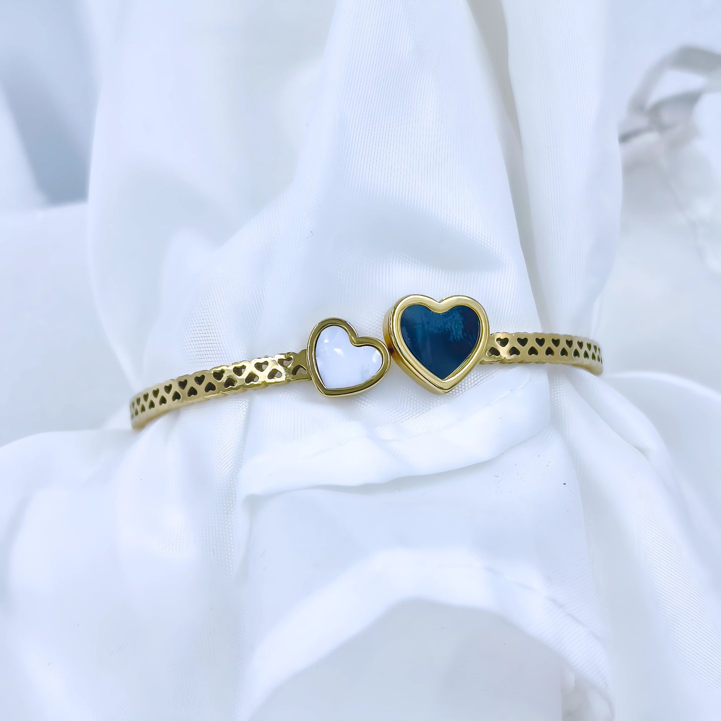 Gold-Plated Dual Heart Kada Bracelet for Women | Stylish Anti-Tarnish Jewelry