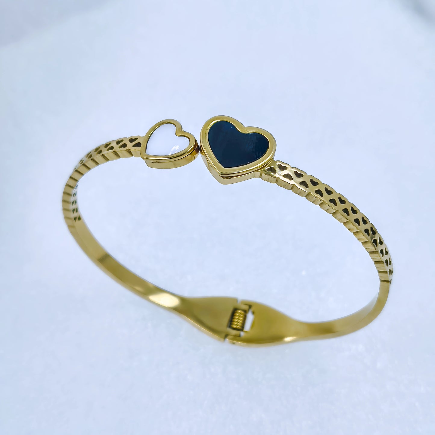 Gold-Plated Dual Heart Kada Bracelet for Women | Stylish Anti-Tarnish Jewelry
