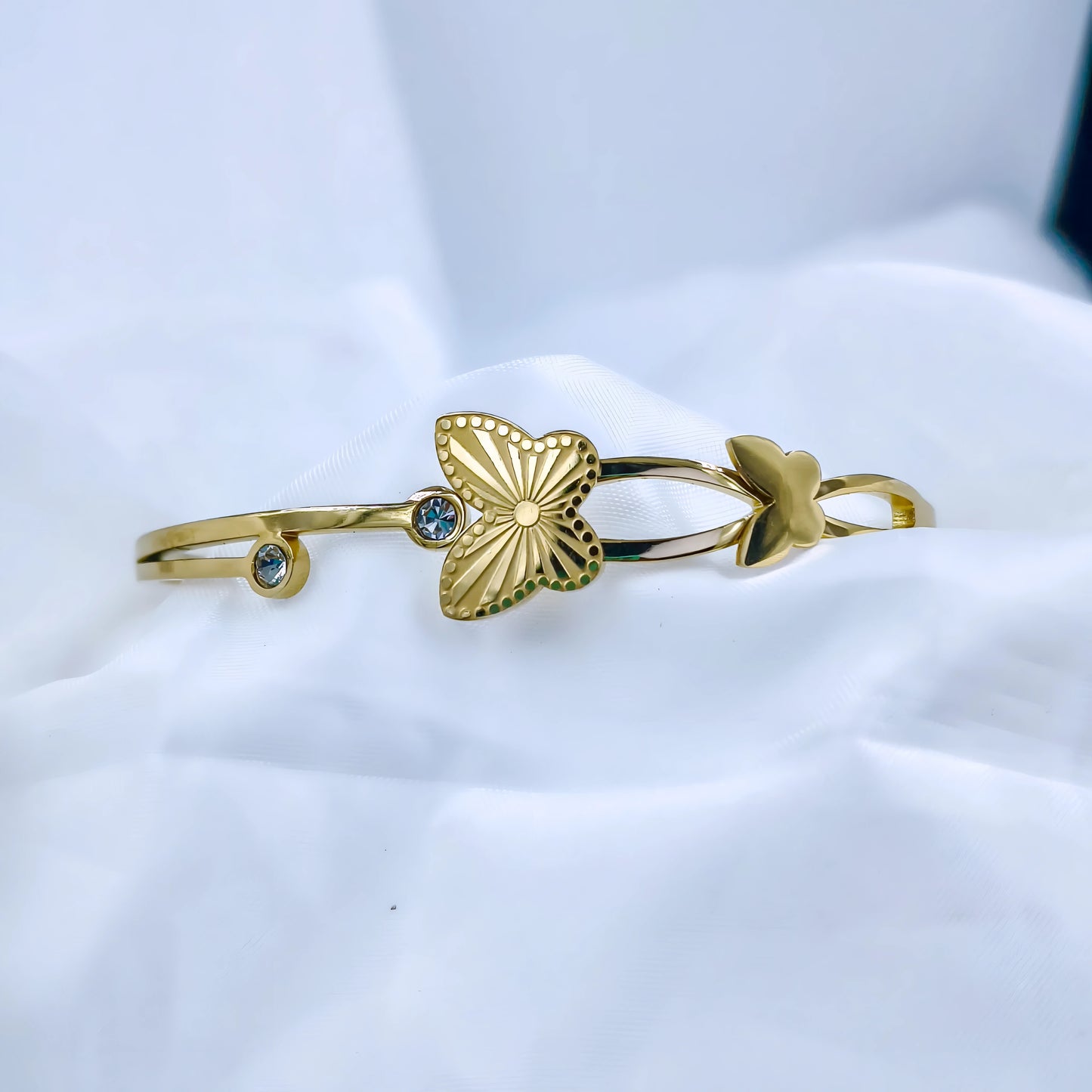 Gold-Plated Butterfly Kada Bracelet for Women with Stone Detailing | Anti-Tarnish Jewelry