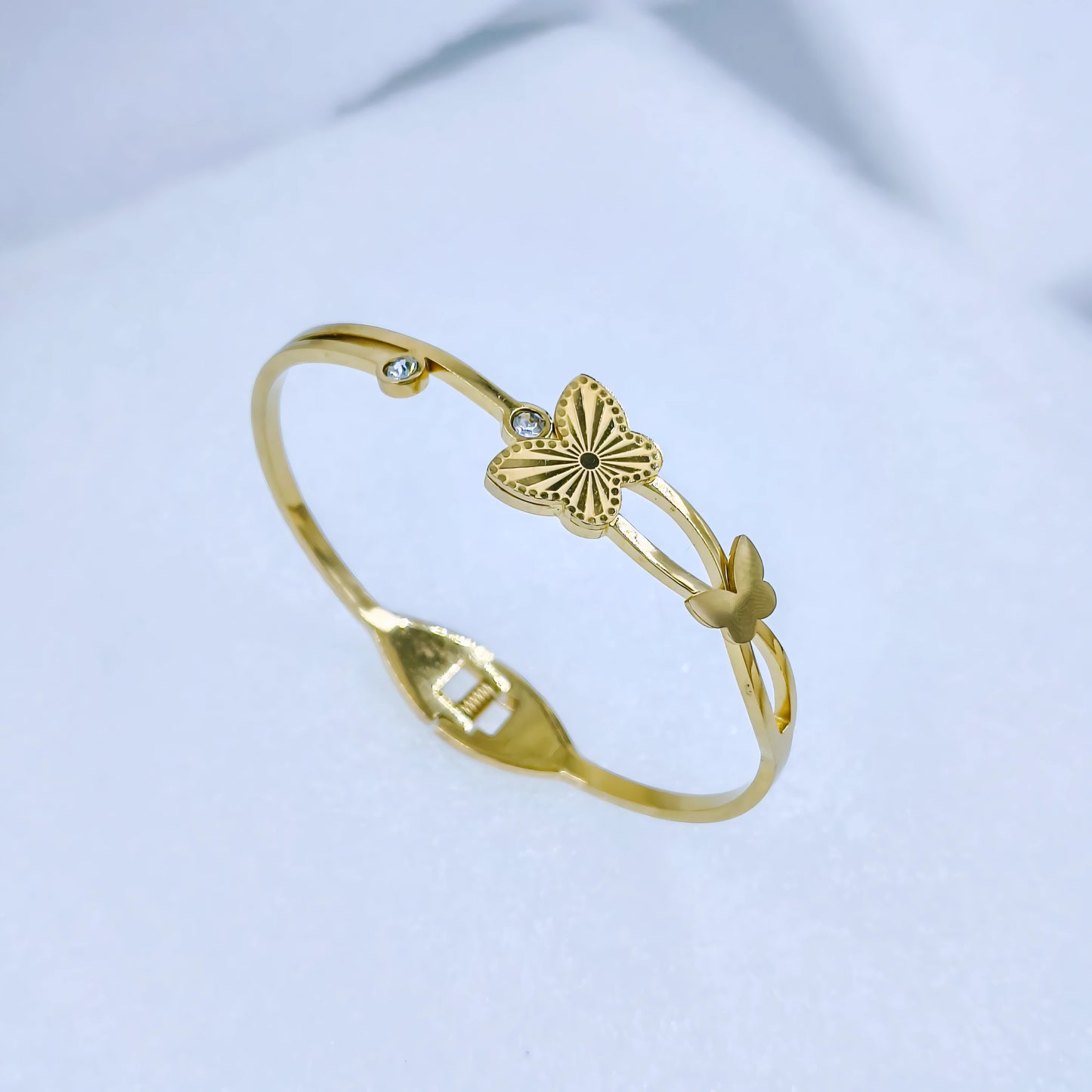 Gold-Plated Butterfly Kada Bracelet for Women with Stone Detailing | Anti-Tarnish Jewelry