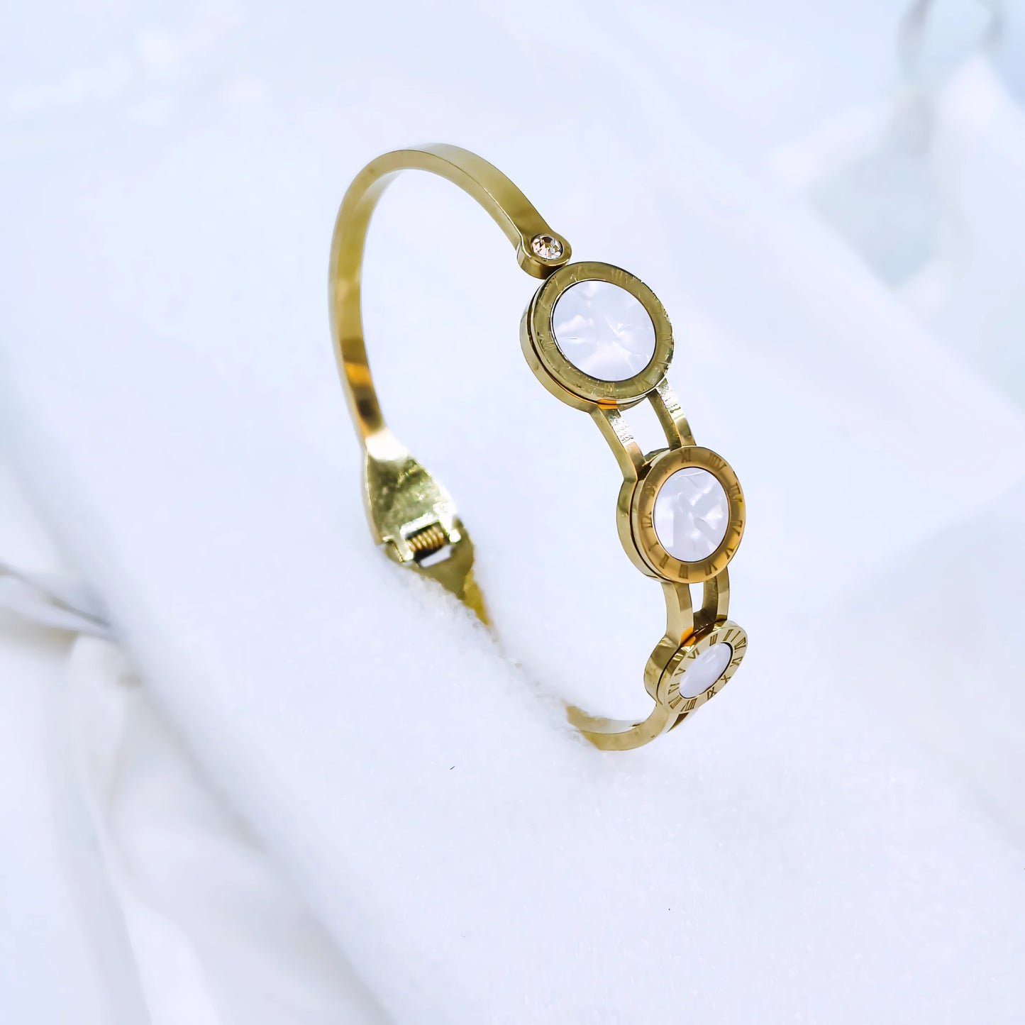 Triple Roman Dial Anti-Tarnish Gold Plated Kada / Bracelet