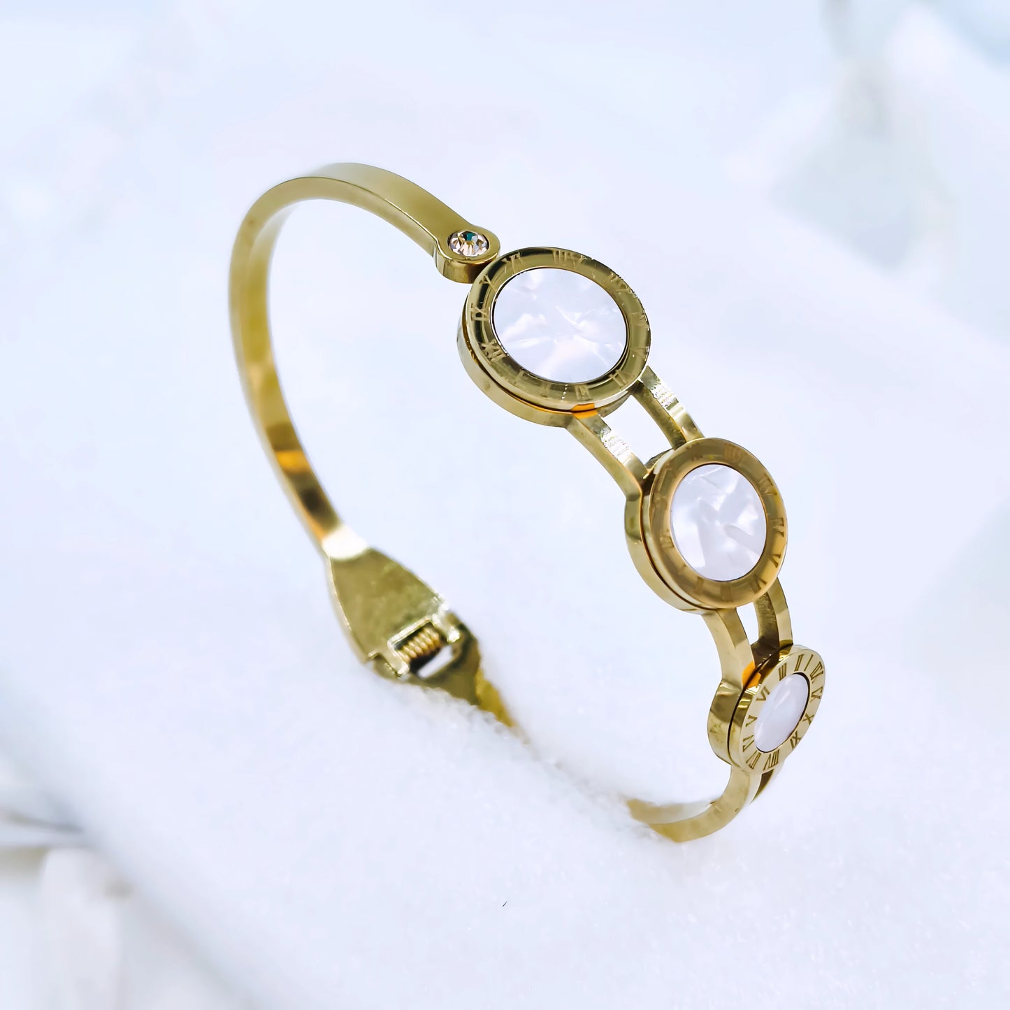 Triple Roman Dial Anti-Tarnish Gold Plated Kada / Bracelet