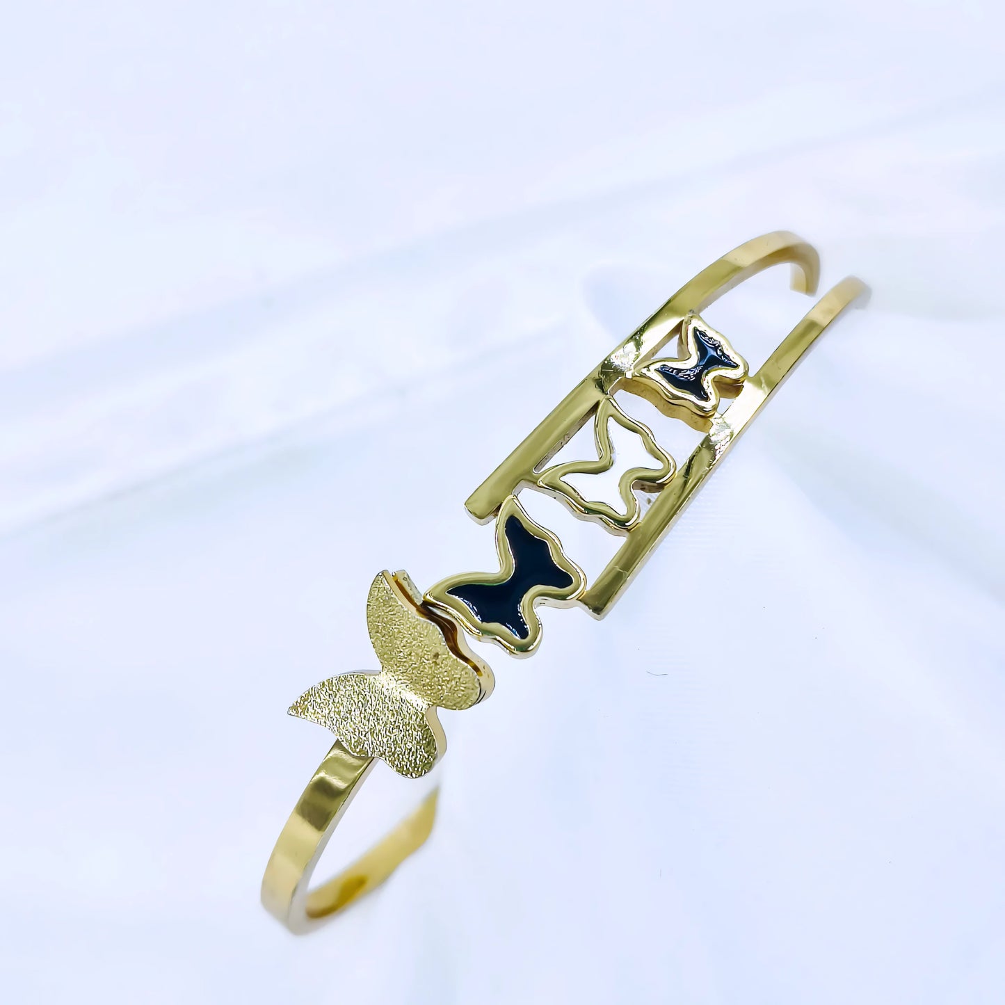 Triple Butterfly Anti-Tarnish Gold Plated Kada / Bracelet