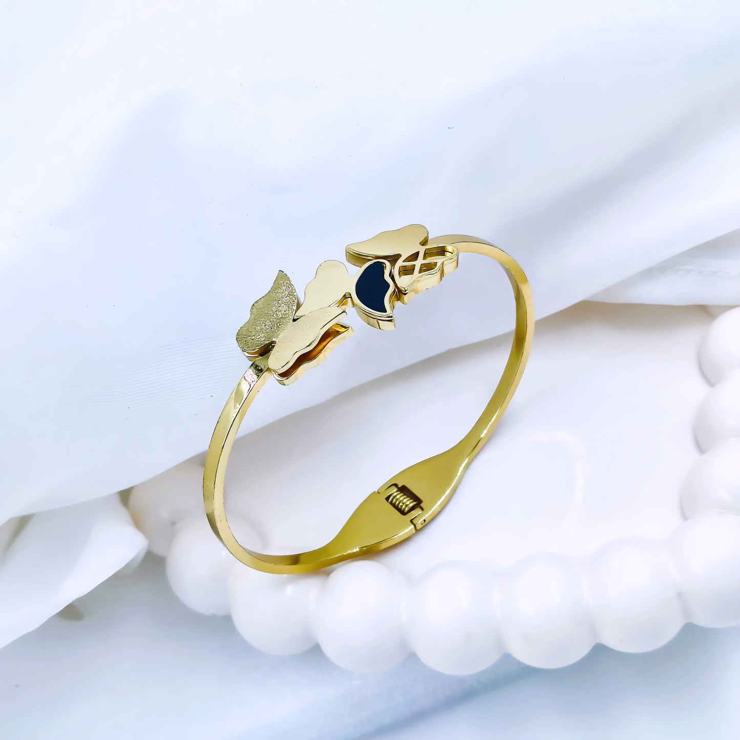 Triple Butterfly Motif Anti-Tarnish Gold Plated Kada / Bracelet