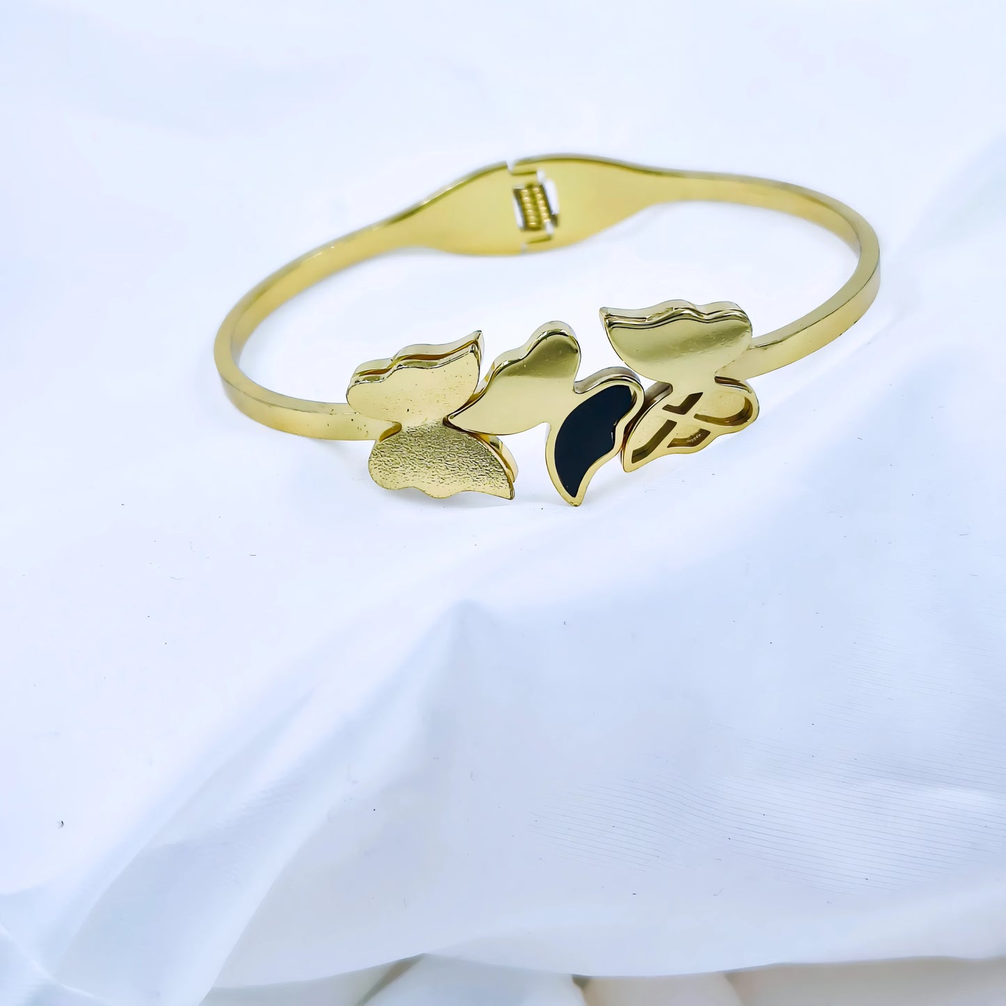 Triple Butterfly Motif Anti-Tarnish Gold Plated Kada / Bracelet