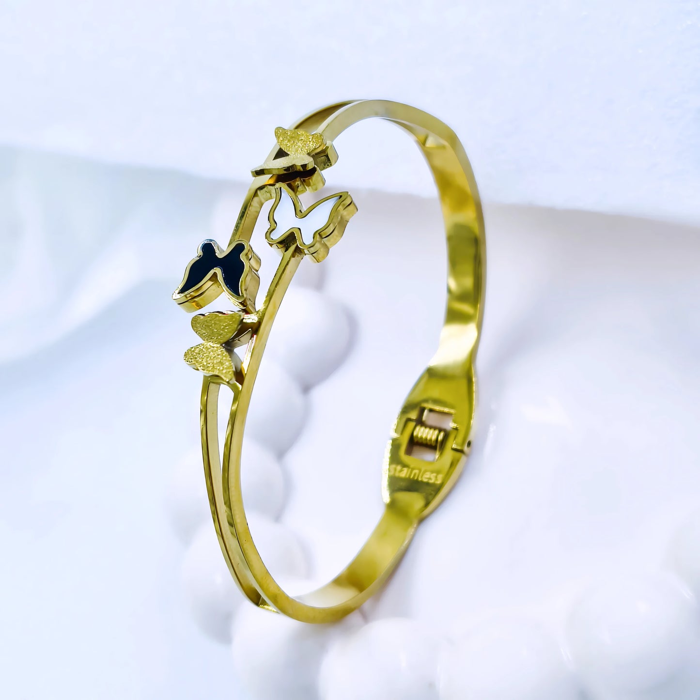 Butterfly Trio Accent Anti-Tarnish Gold Plated Kada / Bracelet