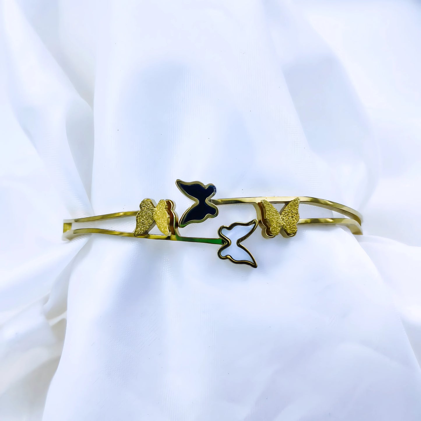 Butterfly Trio Accent Anti-Tarnish Gold Plated Kada / Bracelet