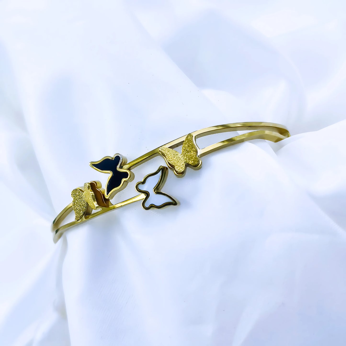 Butterfly Trio Accent Anti-Tarnish Gold Plated Kada / Bracelet