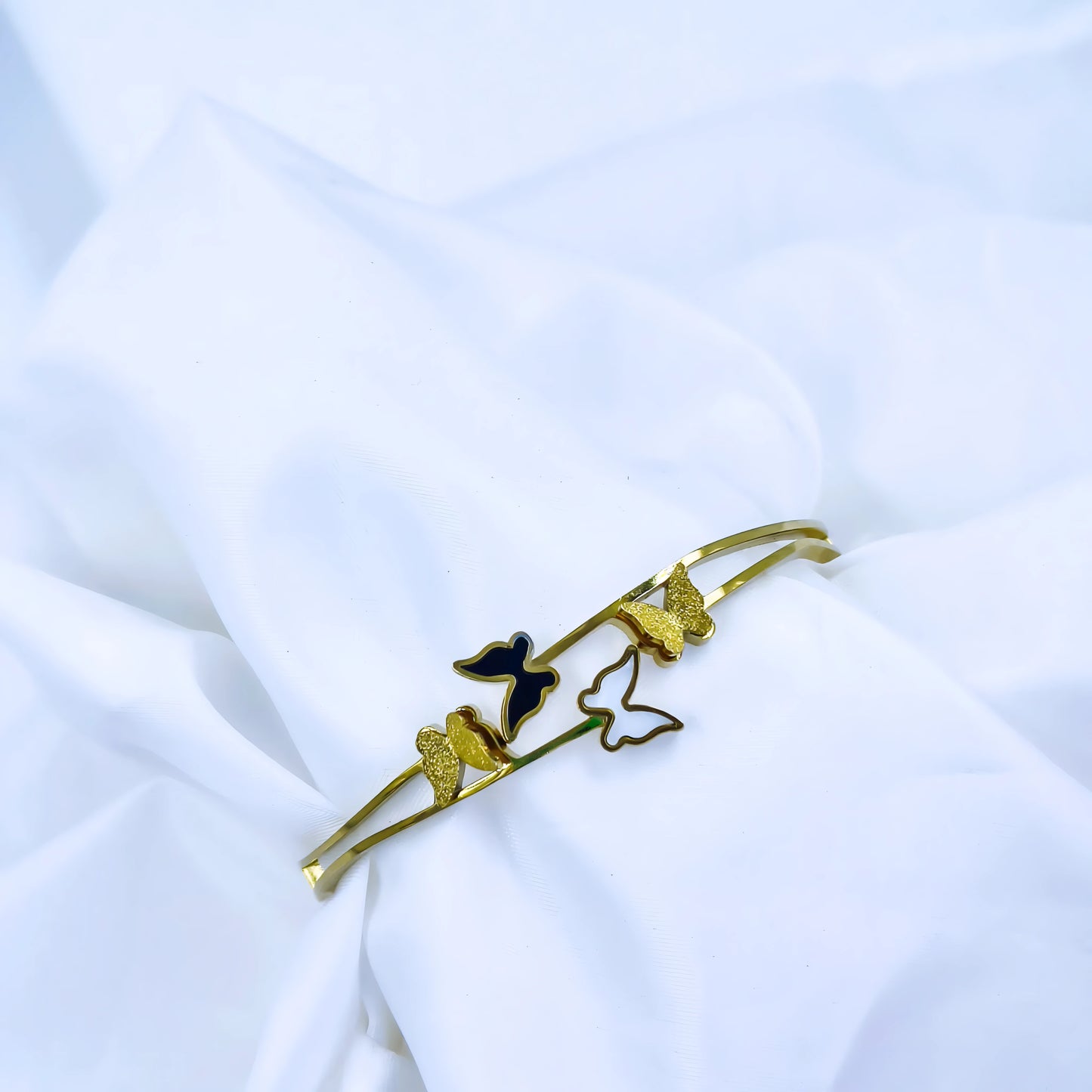 Butterfly Trio Accent Anti-Tarnish Gold Plated Kada / Bracelet