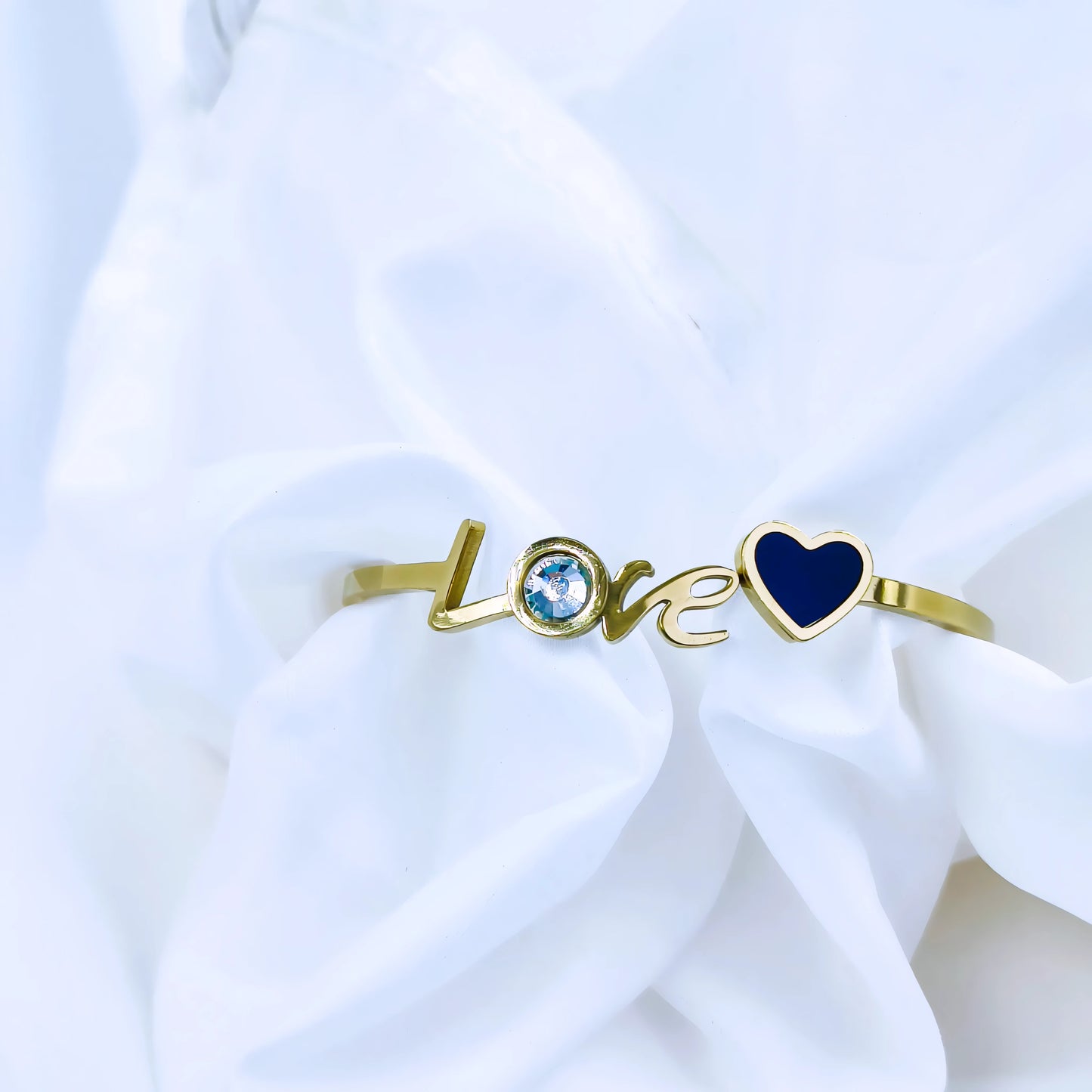 Love & Heart Charm Anti-Tarnish Gold Plated Kada / Bracelet
