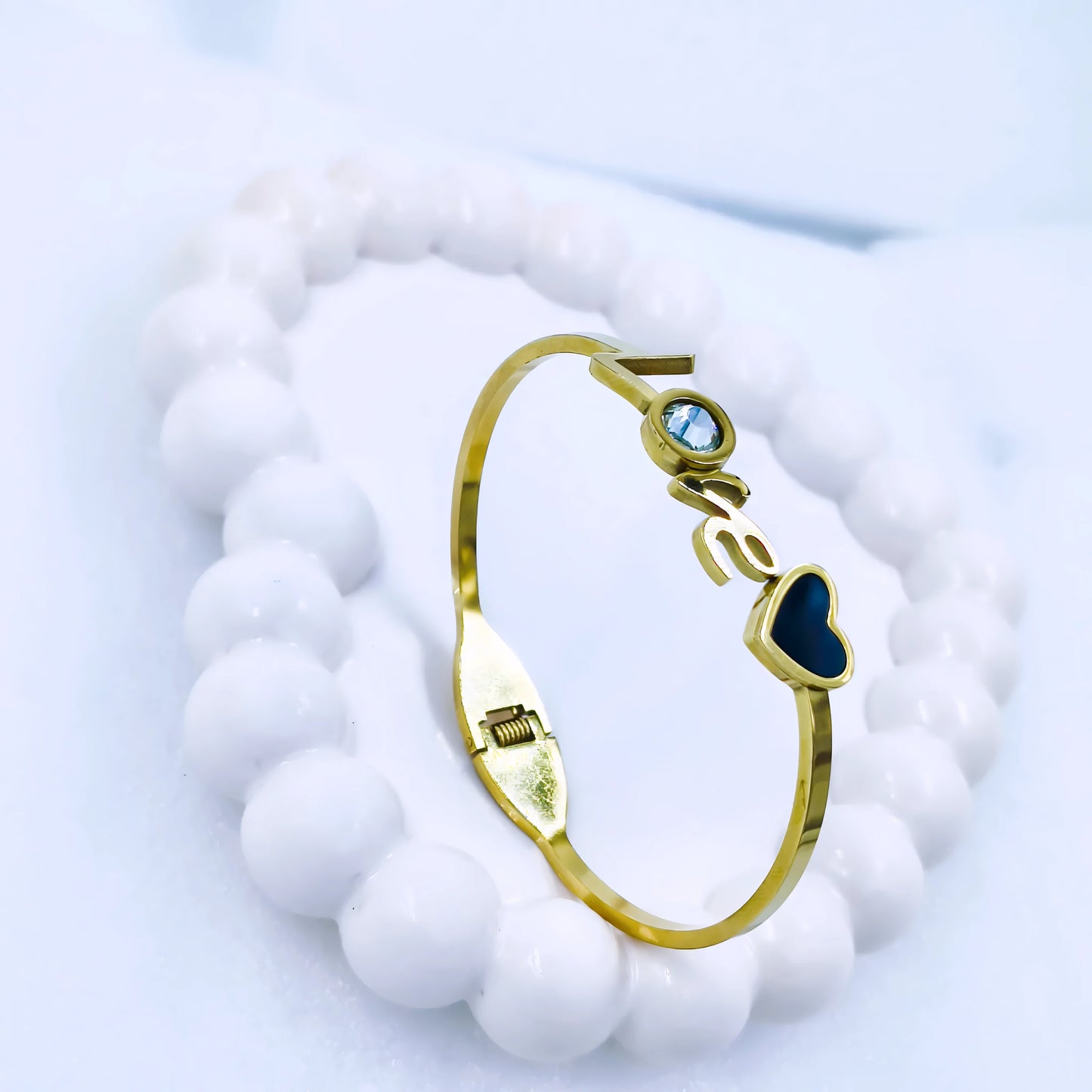 Love & Heart Charm Anti-Tarnish Gold Plated Kada / Bracelet