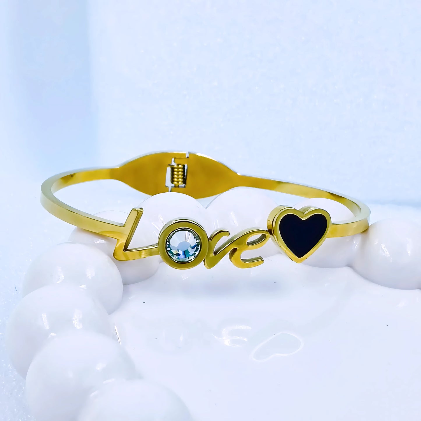 Love & Heart Charm Anti-Tarnish Gold Plated Kada / Bracelet