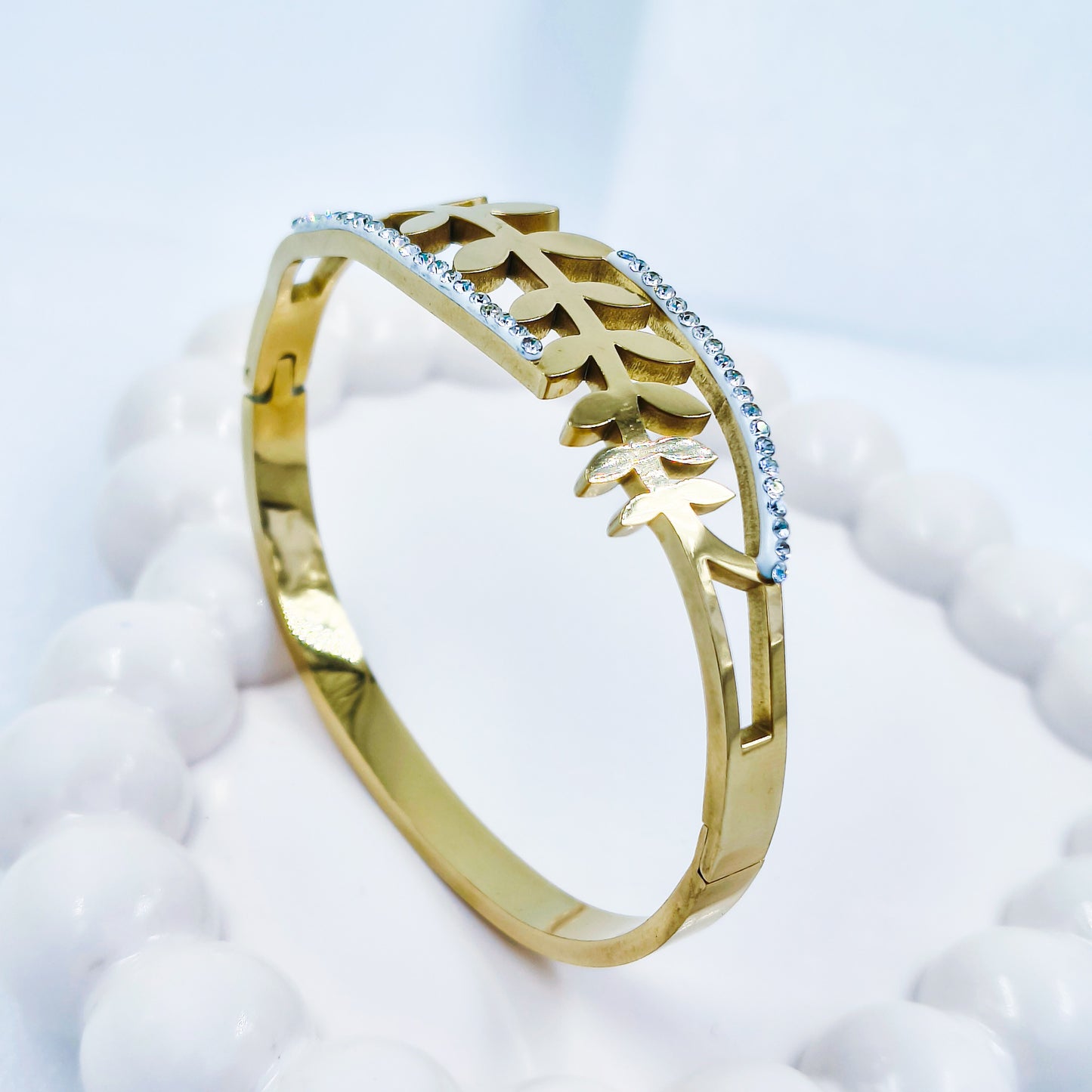 Gold Plated Leaf Branch Kada – Anti Tarnish (Regular Size 2.6 & 2.8)