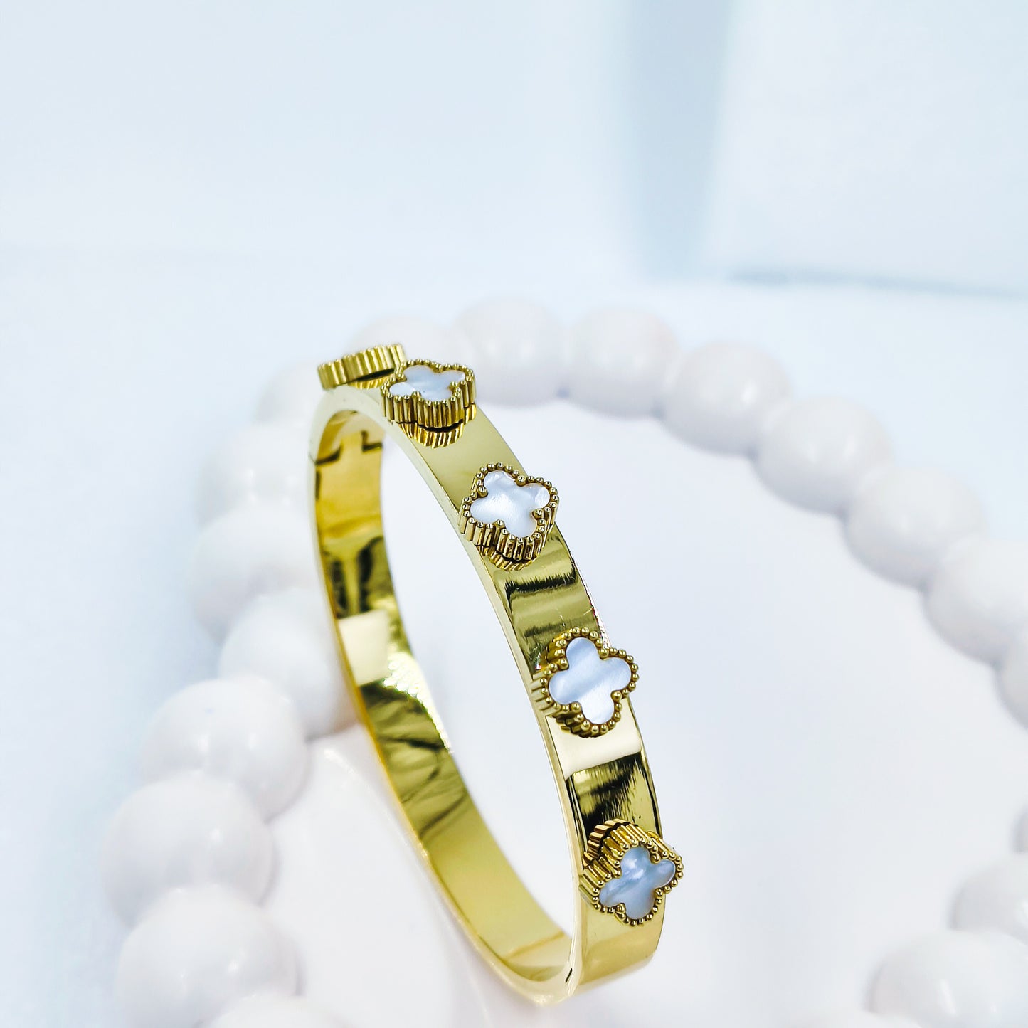 Gold Plated Multi Clover Kada – Anti Tarnish (Regular Size 2.6 & 2.8)