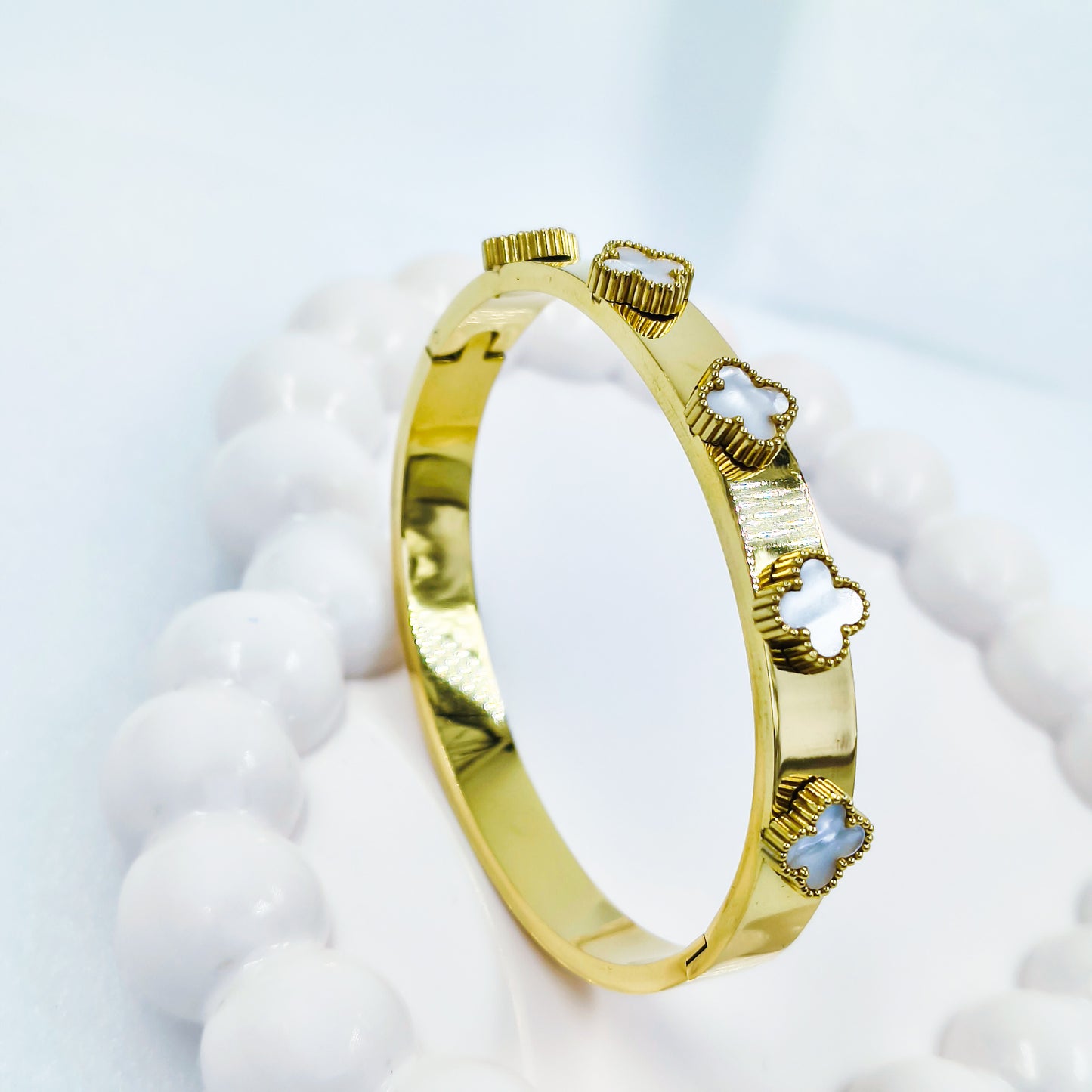 Gold Plated Multi Clover Kada – Anti Tarnish (Regular Size 2.6 & 2.8)