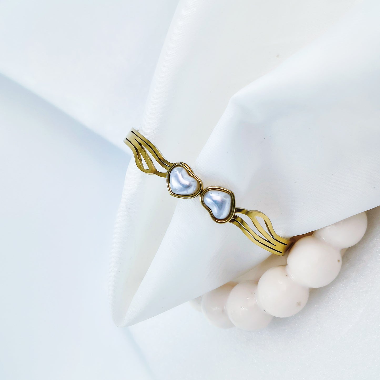 Gold Plated Dual Heart Kada – Anti Tarnish (Regular Size 2.6 & 2.8)