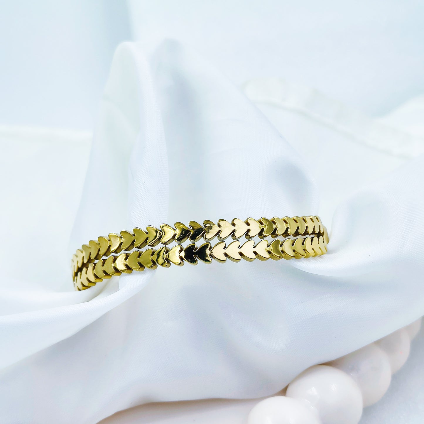 Gold Plated Leaf Pattern Kada – Anti Tarnish (Regular Size 2.4, 2.6