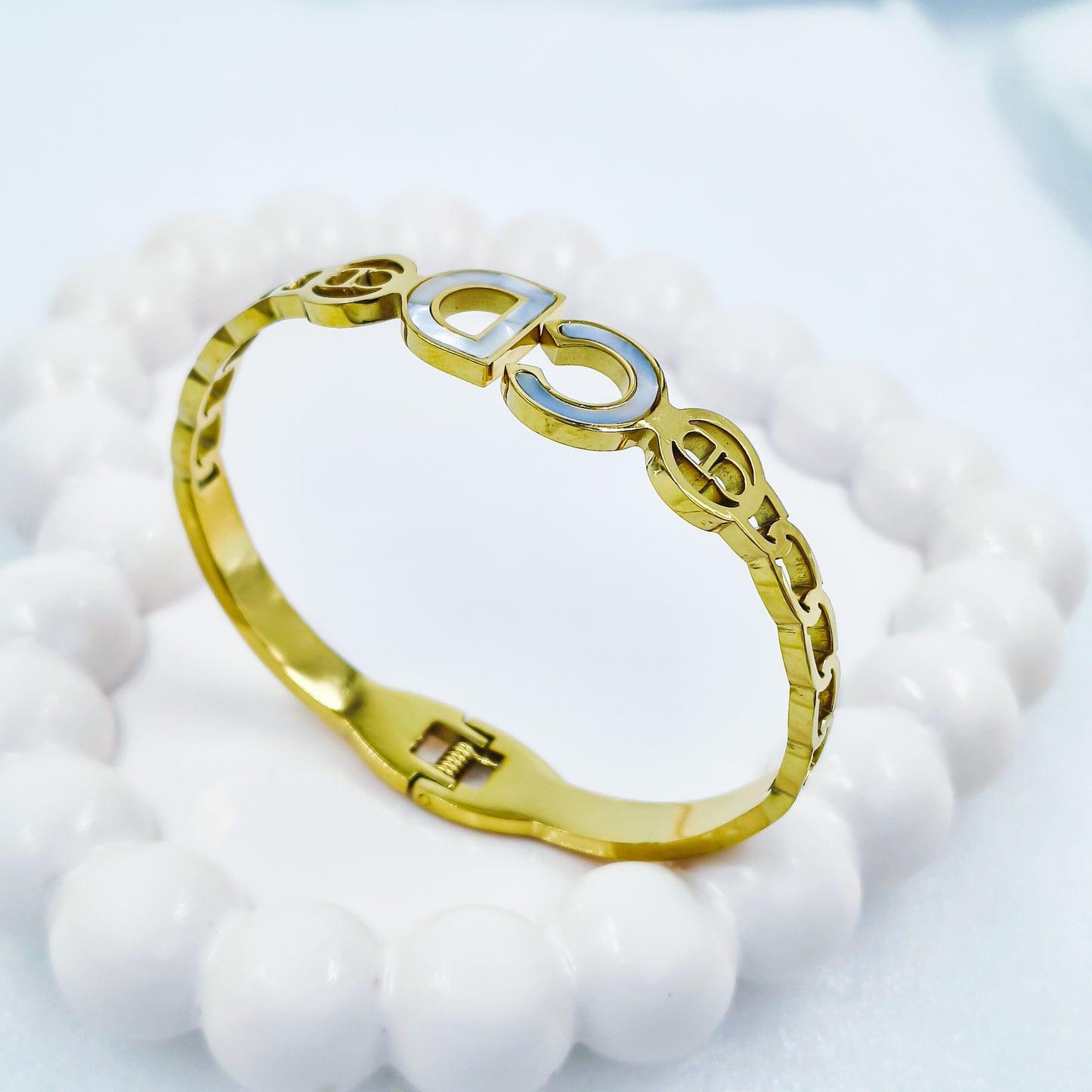 Gold Plated Alphabet Design Kada – Anti Tarnish (Regular Size 2.6 & 2.8)
