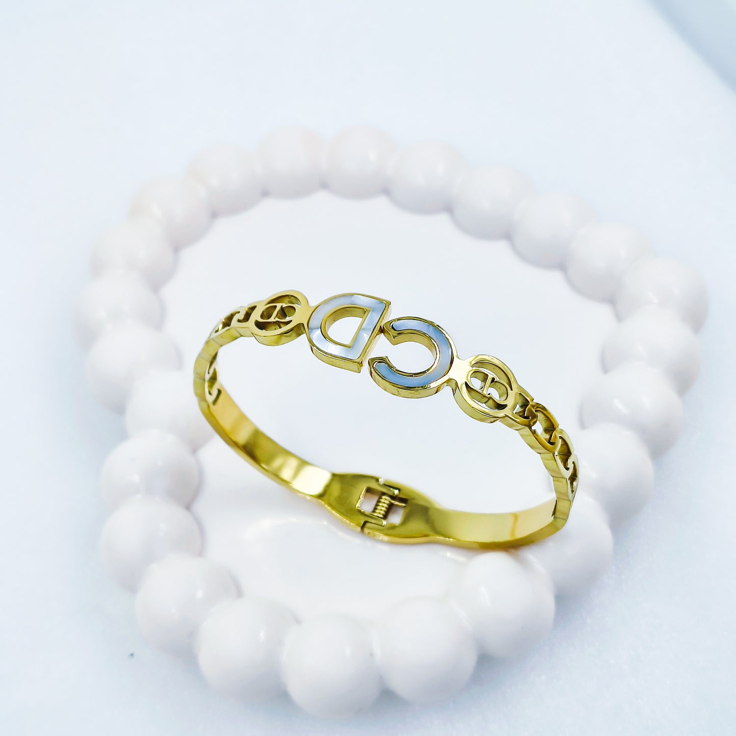 Gold Plated Alphabet Design Kada – Anti Tarnish (Regular Size 2.6 & 2.8)