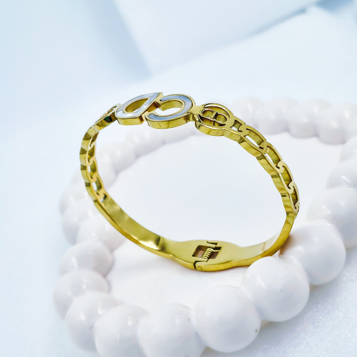Gold Plated Alphabet Design Kada – Anti Tarnish (Regular Size 2.6 & 2.8)