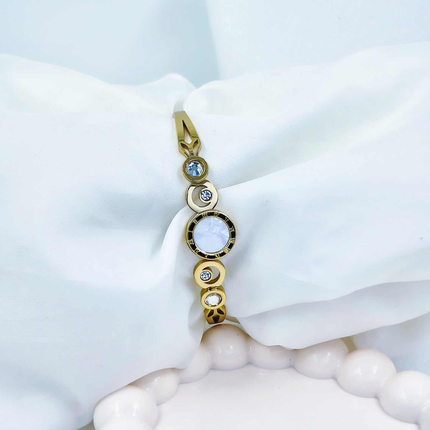 Gold Plated Stone Circle Kada – Anti Tarnish (Regular Size 2.6 & 2.8)